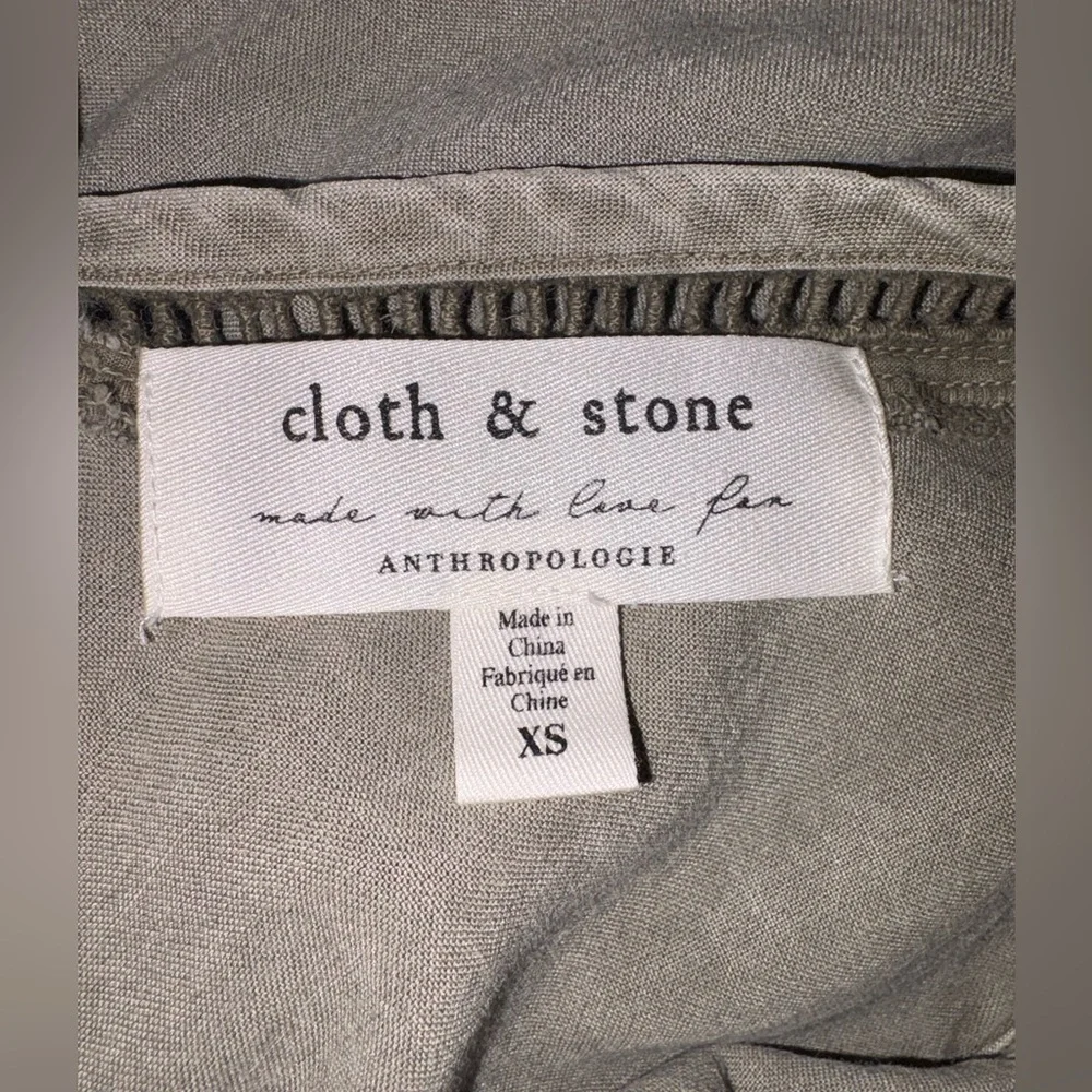 Anthro Cloth & Stone Tencel Wrap Romper Taupe XS Tie Waist - Picture 3 of 11